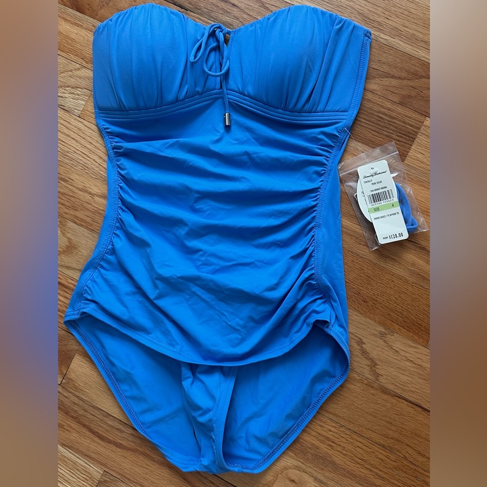 Tommy Bahama Bright Blue Bandeau One-Piece Swimsuit